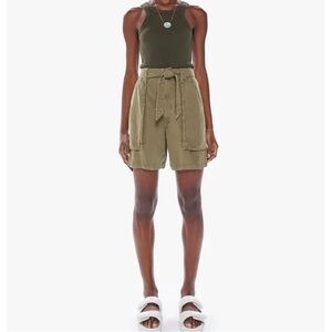 MOTHER The Chute Paperbag Shorts Gothic Olive